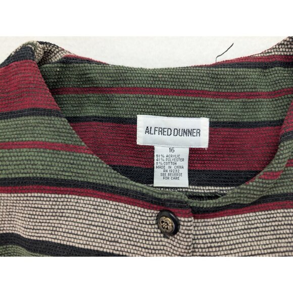 Alfred Dunner Women's Blazer Suit Jacket Size 16 Textured Red Green Stripe - Picture 4 of 12